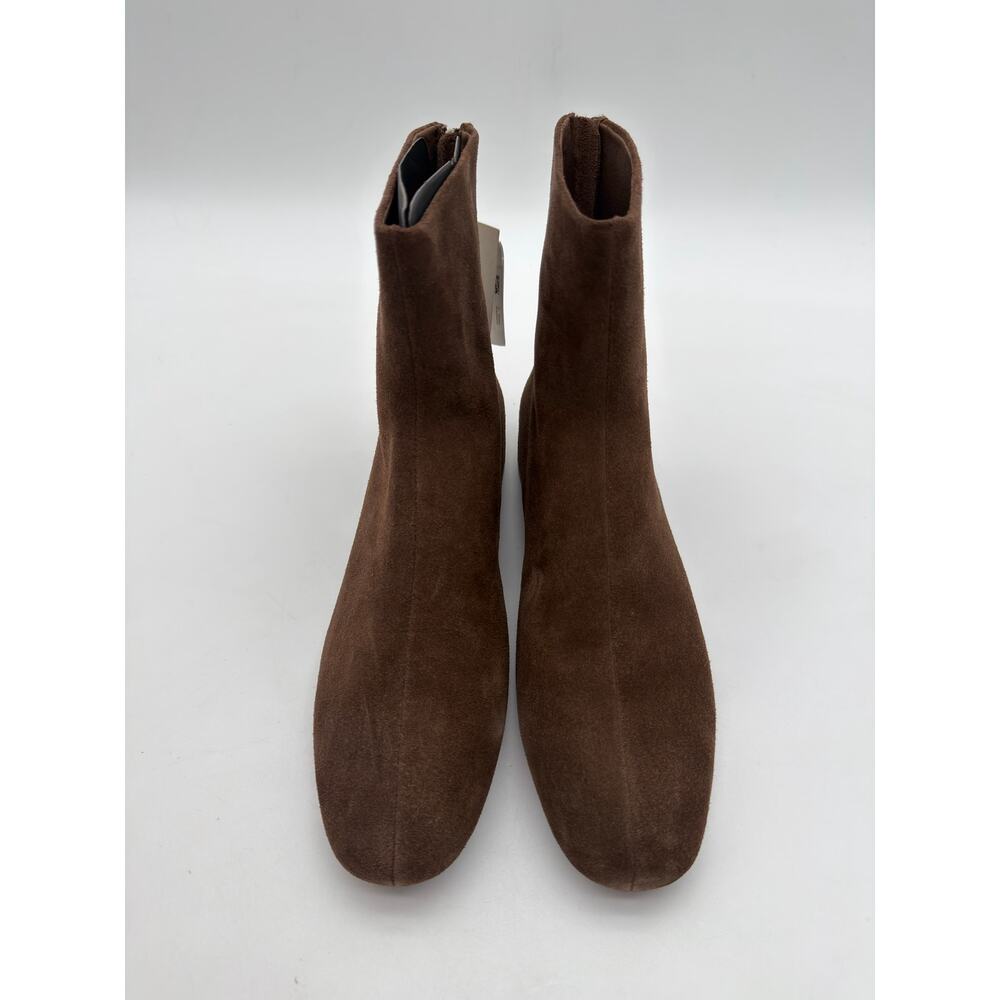 Mango Chocolate Brown Supple Bovine Suede Leather Round Toe Ankle Boots 8.5 - Picture 4 of 10